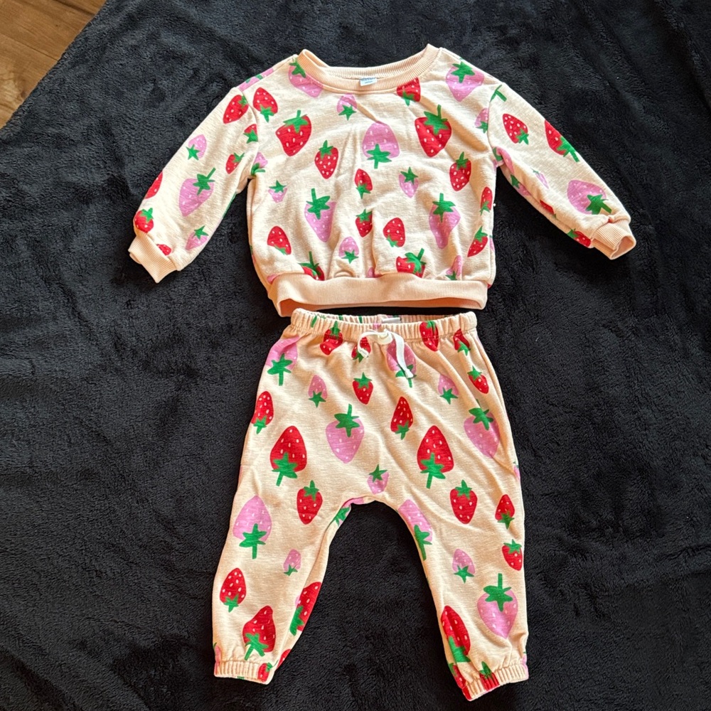 Old Navy Strawberry Print Kids Matching Set - Pink and Green
